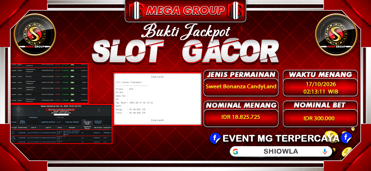 Bukti JP situs Shiowla hari Sabtu, 17 Oktober 2026