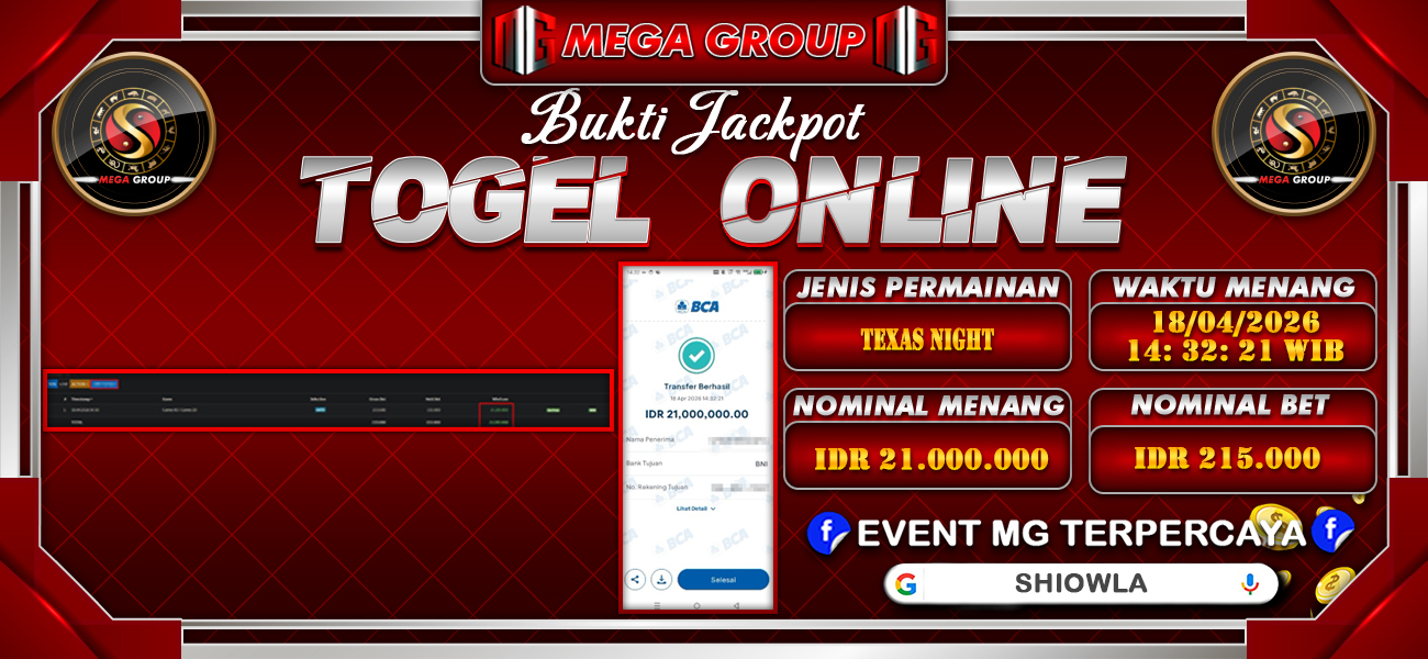 Bukti JP situs Shiowla hari Sabtu, 18 April 2026