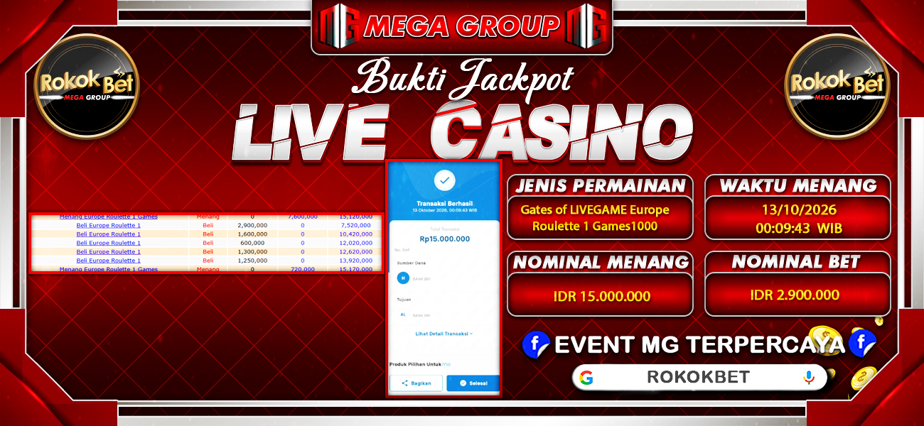 Bukti JP situs Rokokbet hari Selasa, 13 Oktober 2026