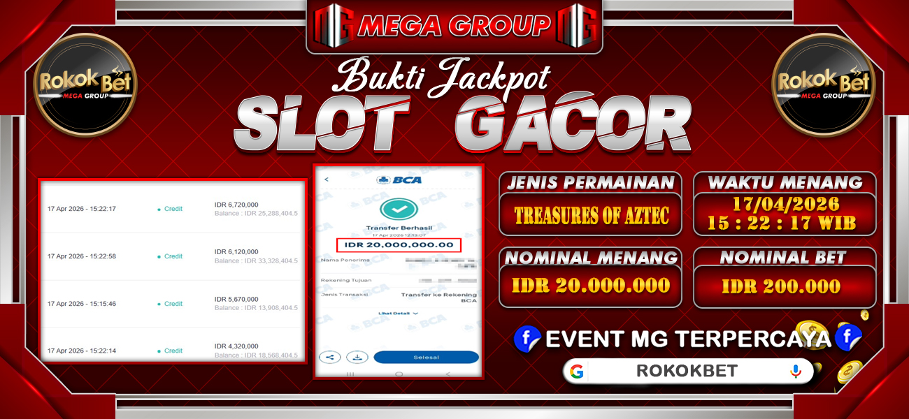 Bukti JP situs Rokokbet hari Sabtu, 18 April 2026