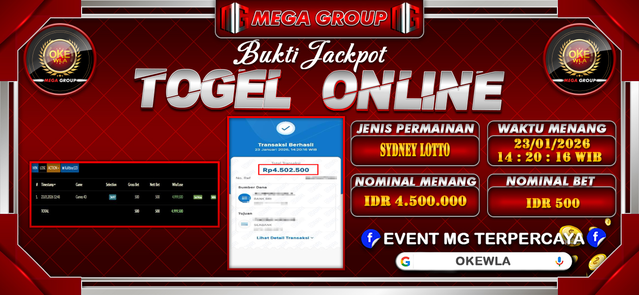 Bukti JP situs Okewla hari Jumat, 23 Januari 2026