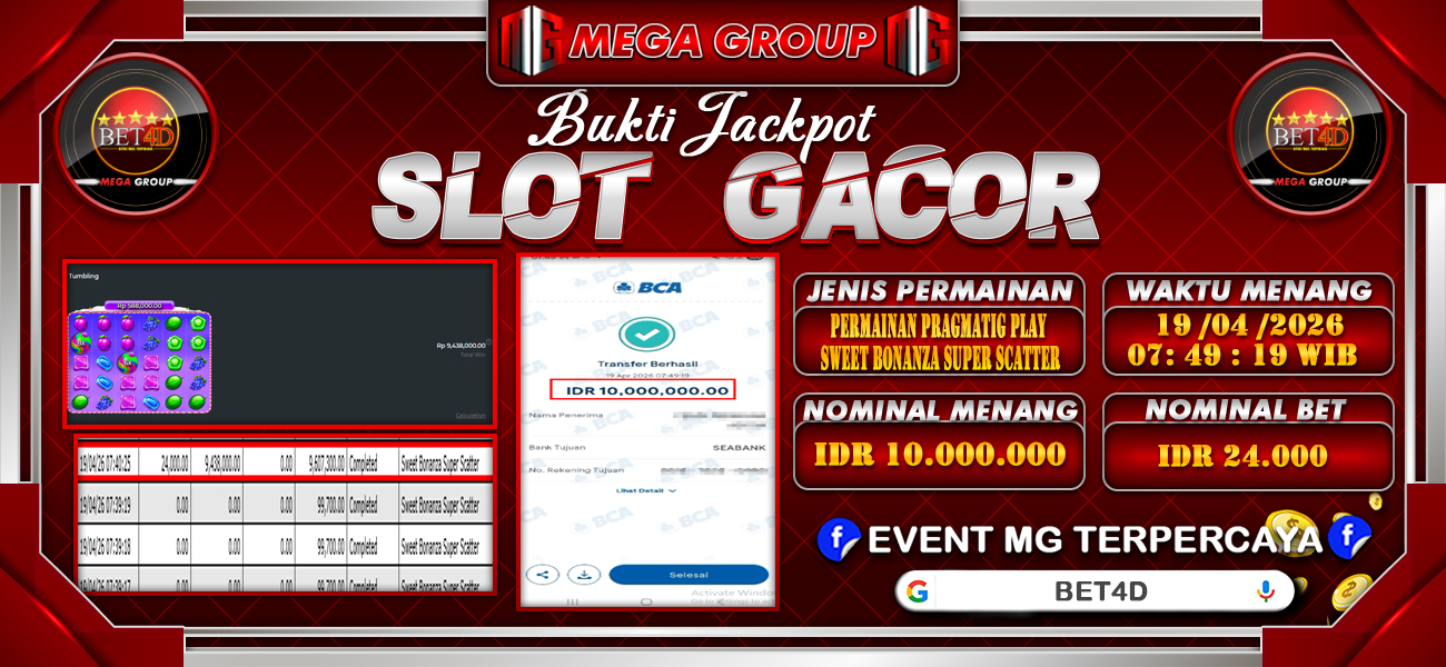 Bukti JP situs Bet4D hari Minggu, 19 April 2026