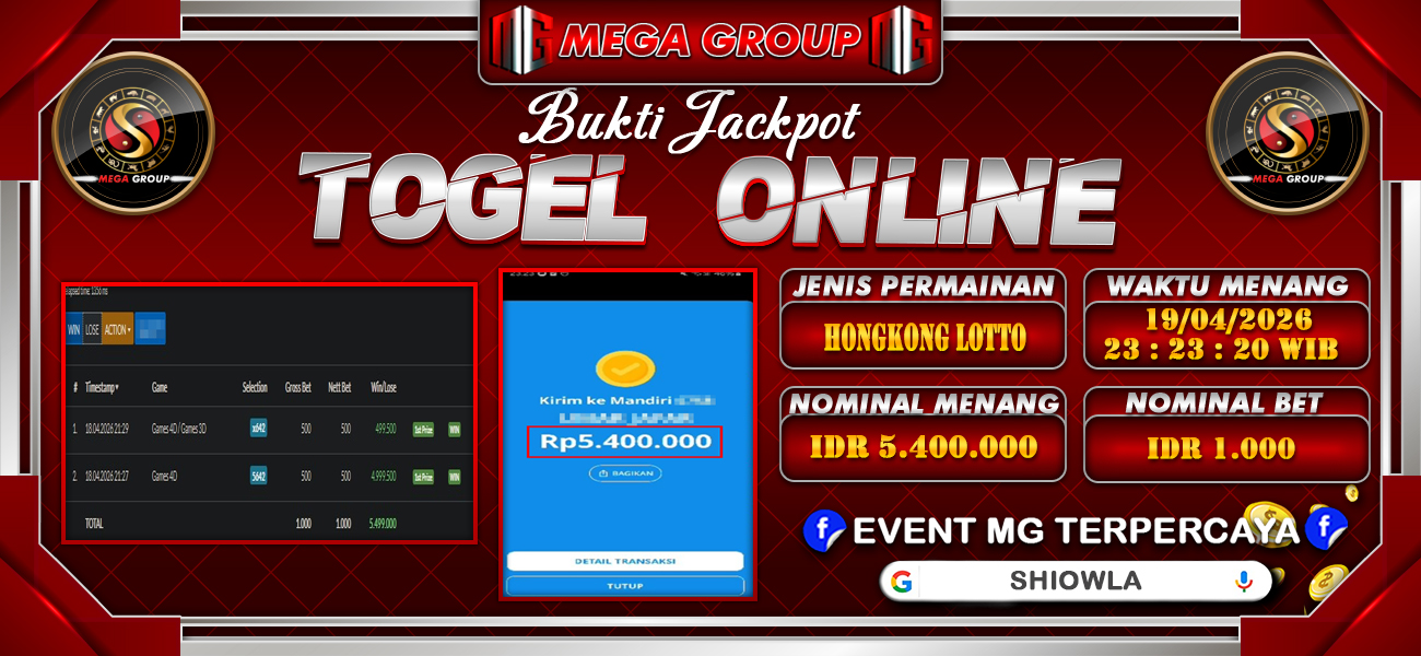 Bukti JP situs Shiowla hari Senin, 20 April 2026