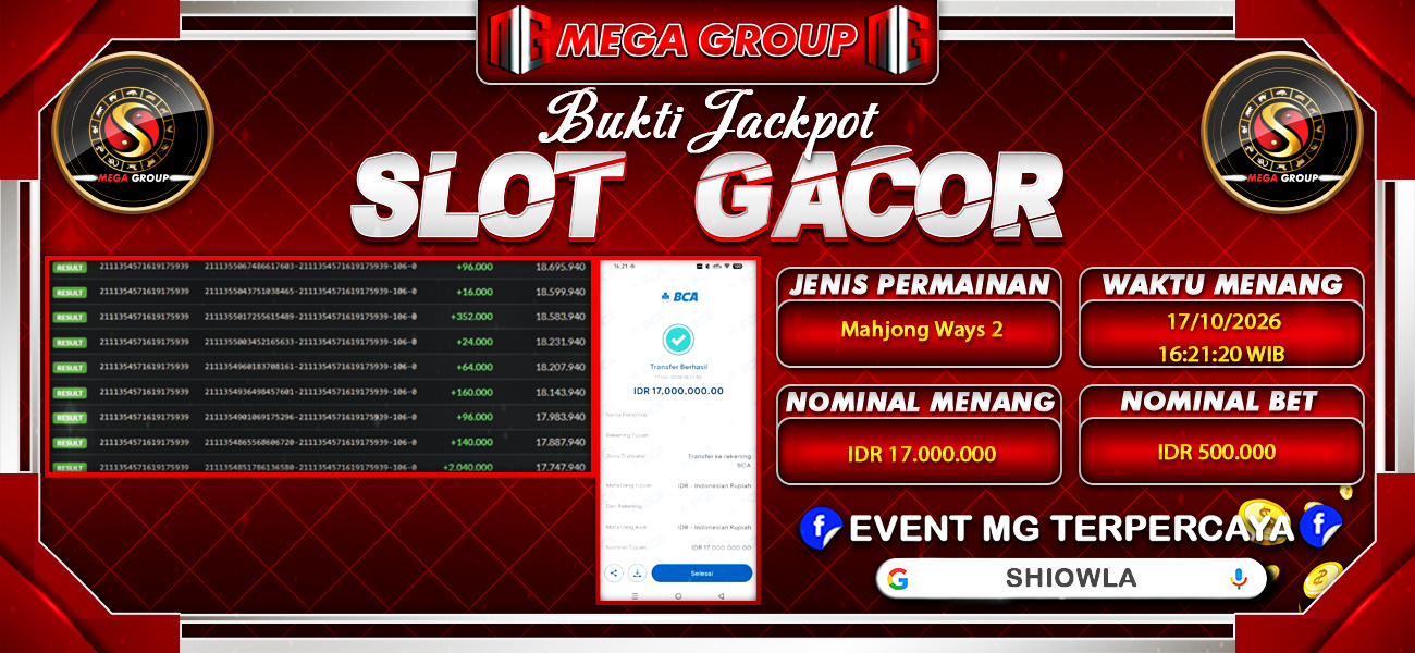 Bukti JP situs Shiowla hari Sabtu, 17 Oktober 2026