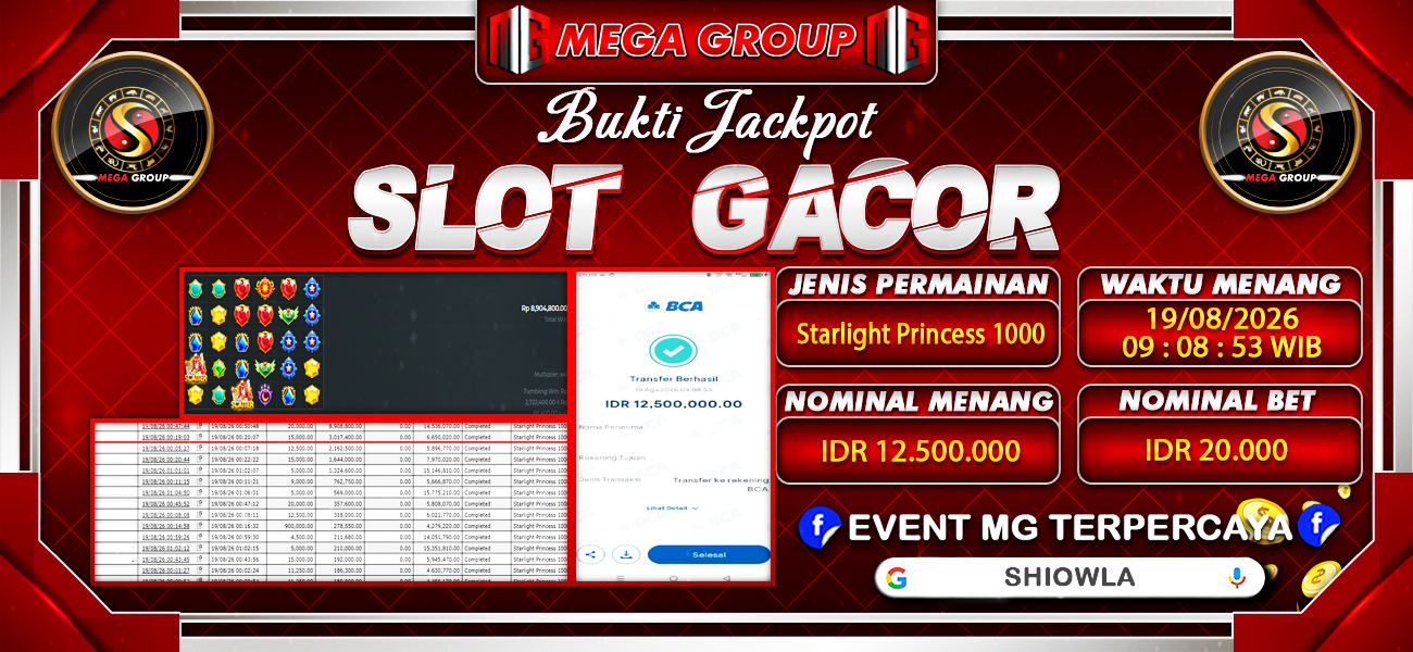 Bukti JP situs Shiowla hari Rabu, 19 Agustus 2026