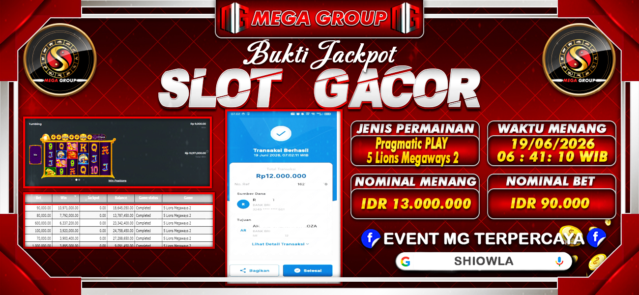 Bukti JP situs Shiowla hari Jumat, 19 Juni 2026