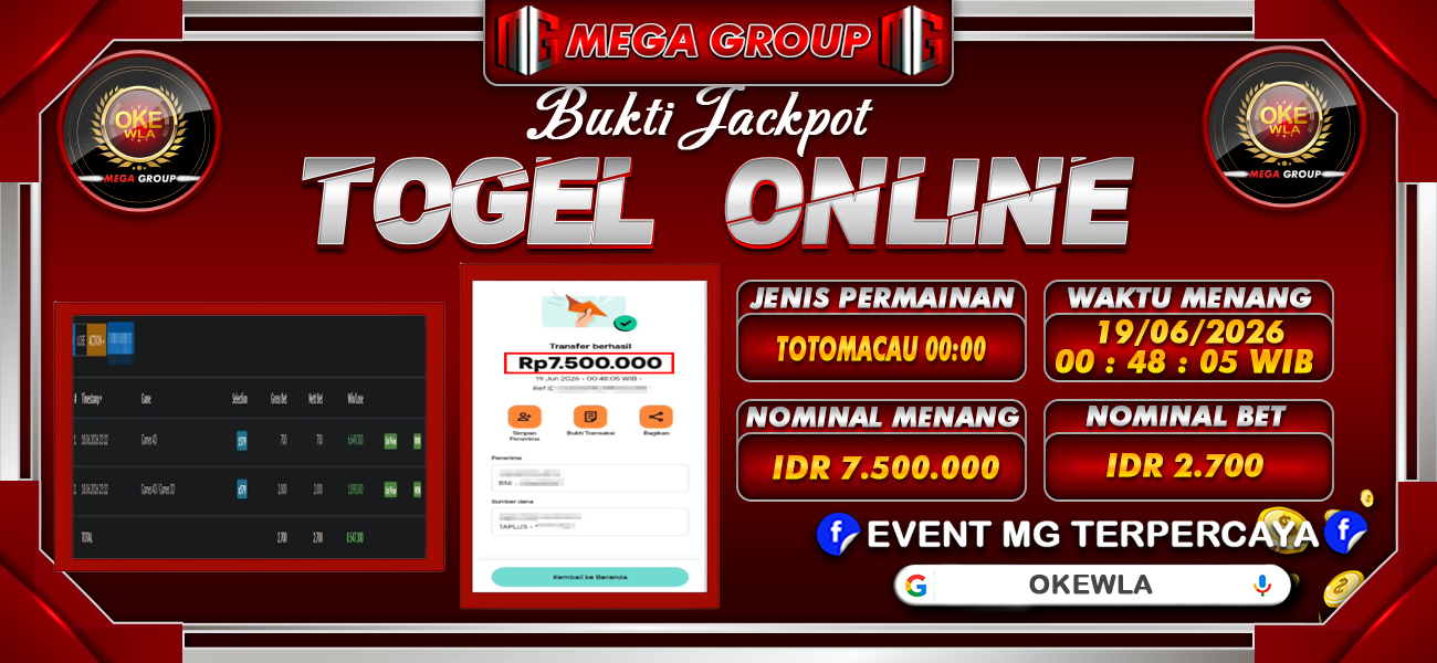 Bukti JP situs Okewla hari Jumat, 19 Juni 2026