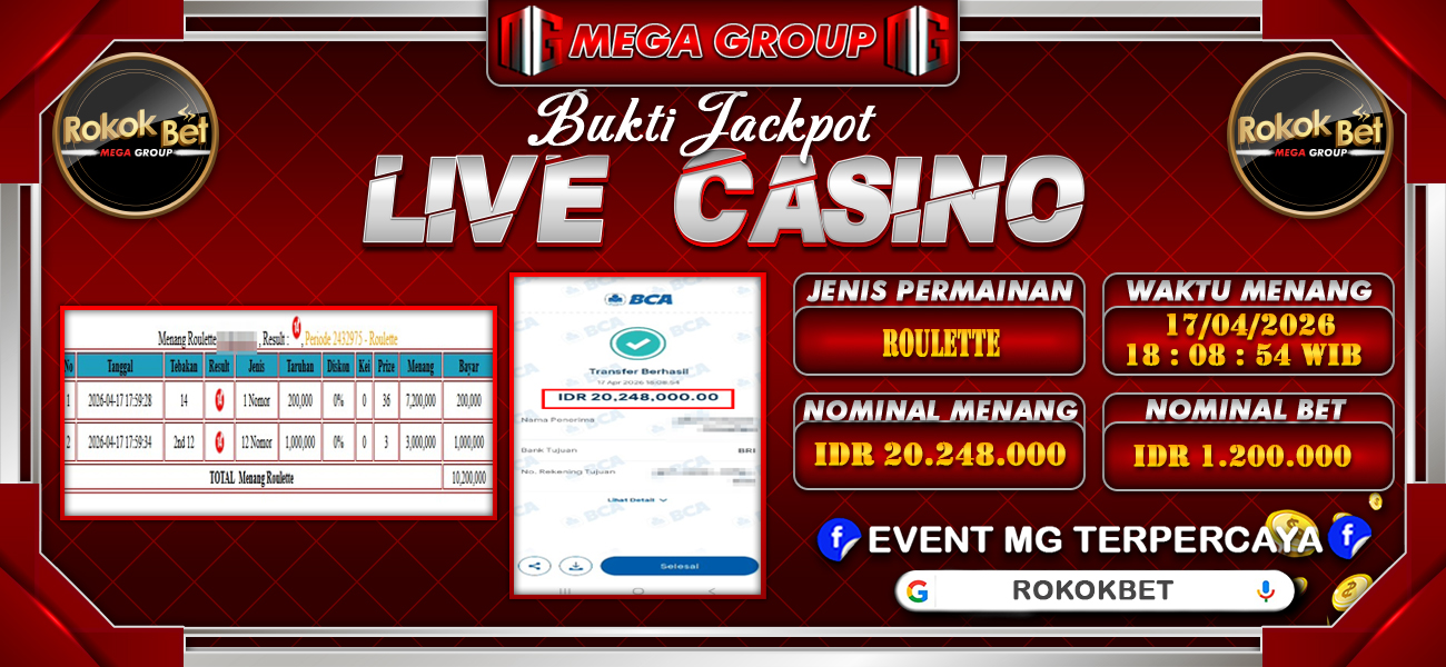 Bukti JP situs Rokokbet hari Sabtu, 18 April 2026